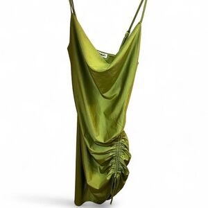 Inspired Hearts Elegant Green Satin Dress